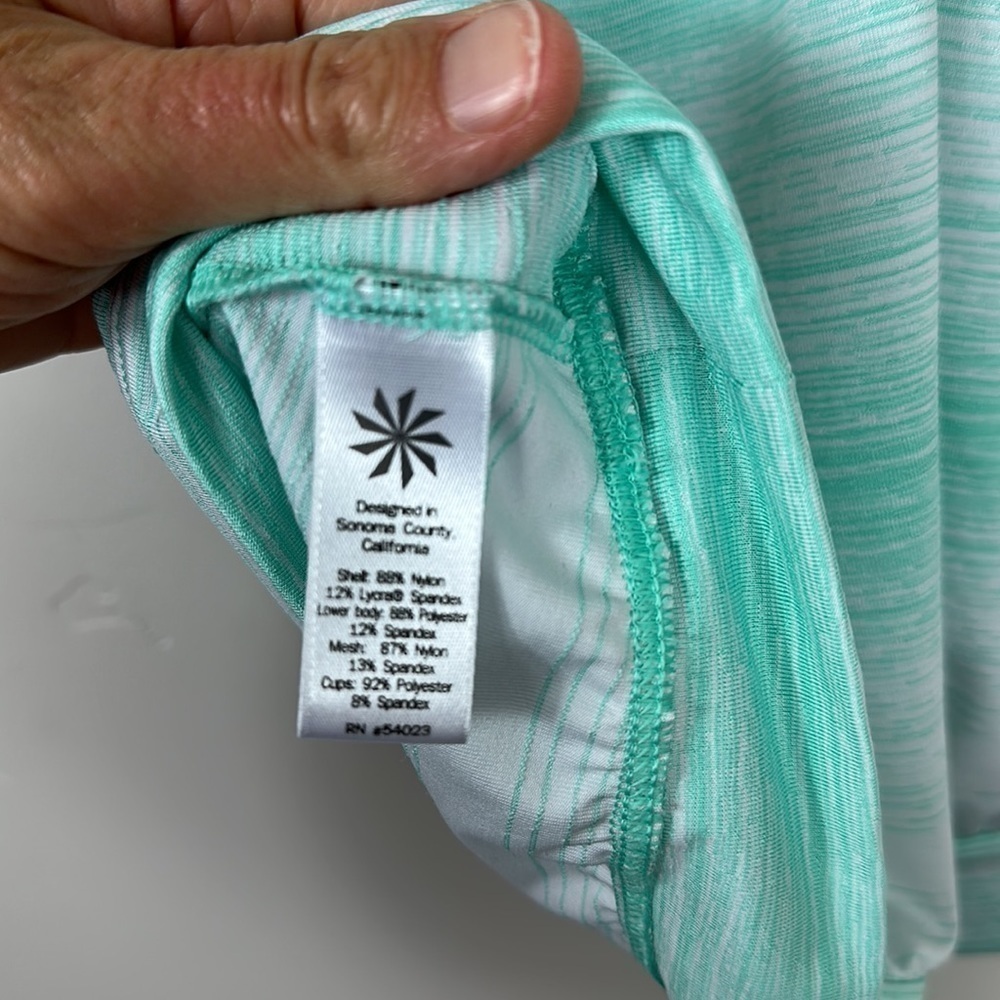 Athlete Green Stripe Built in Sports Bra Stride Crunch Tank Top Small. - Picture 6 of 9